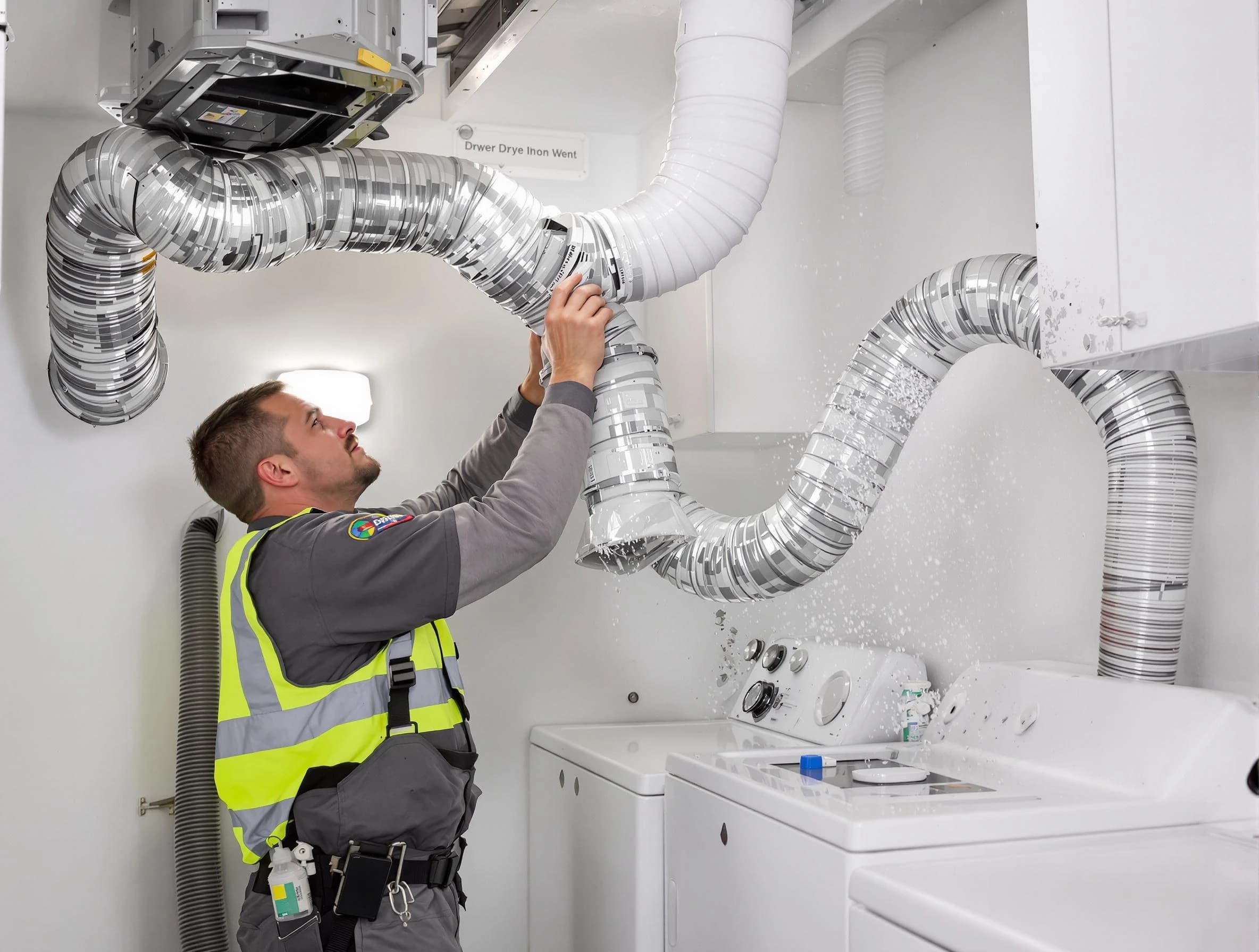 Mesa Dryer Vent Cleaning technician performing detailed dryer exhaust vent cleaning at a home in Mesa