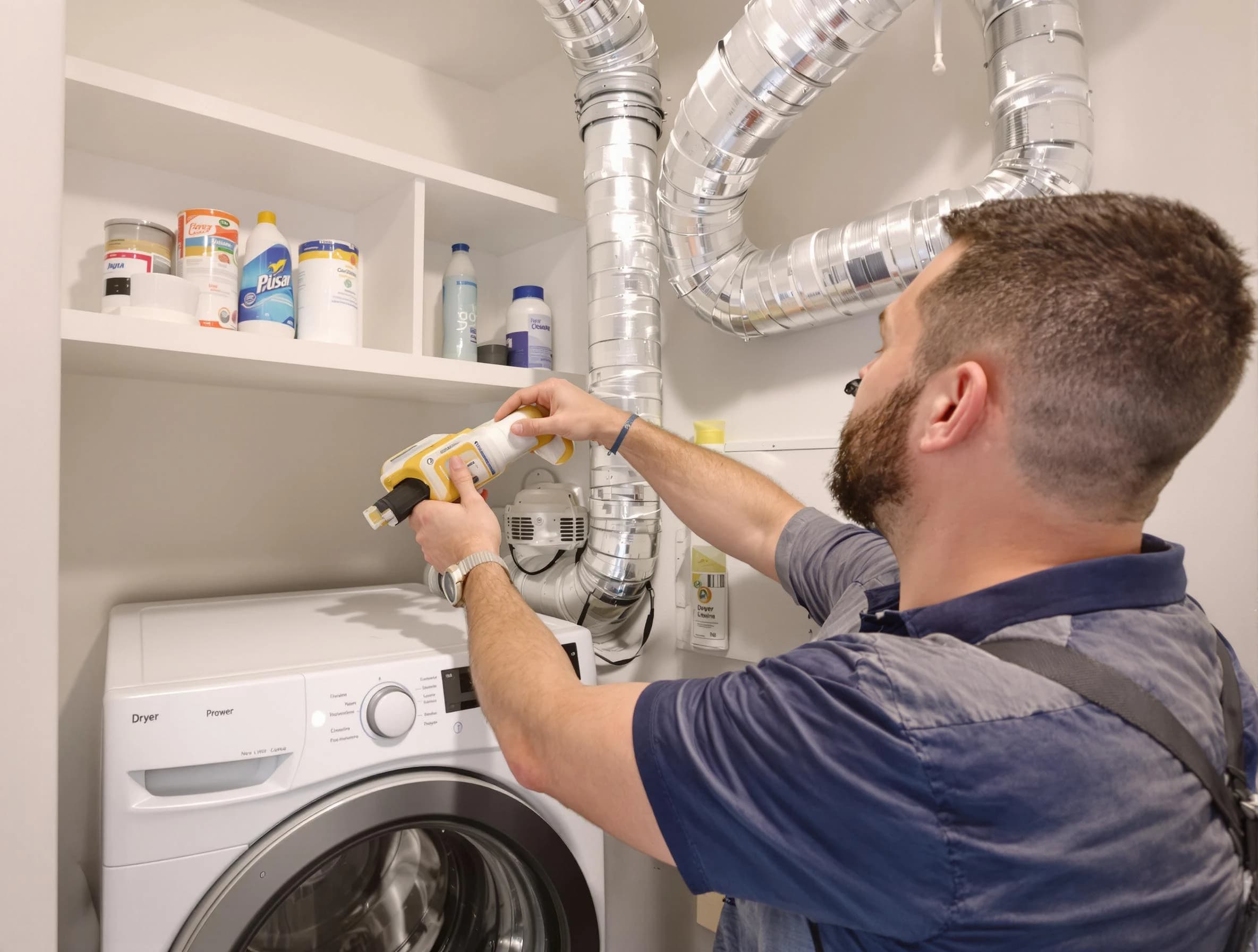 Mesa Dryer Vent Cleaning technician performing dryer vent cleaning at a home in Mesa