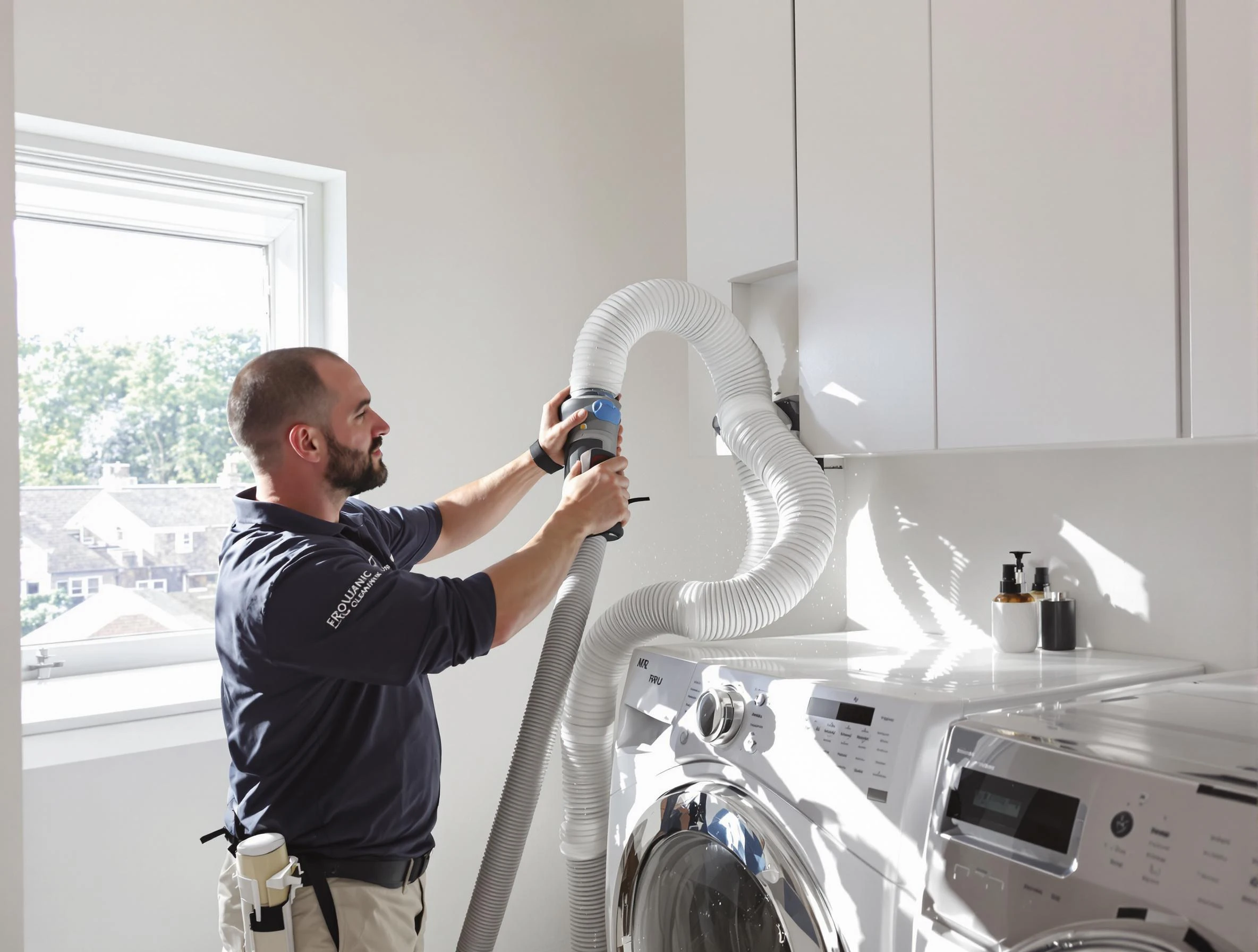 Certified Mesa Dryer Vent Cleaning technician performing dryer vent cleaning in Mesa