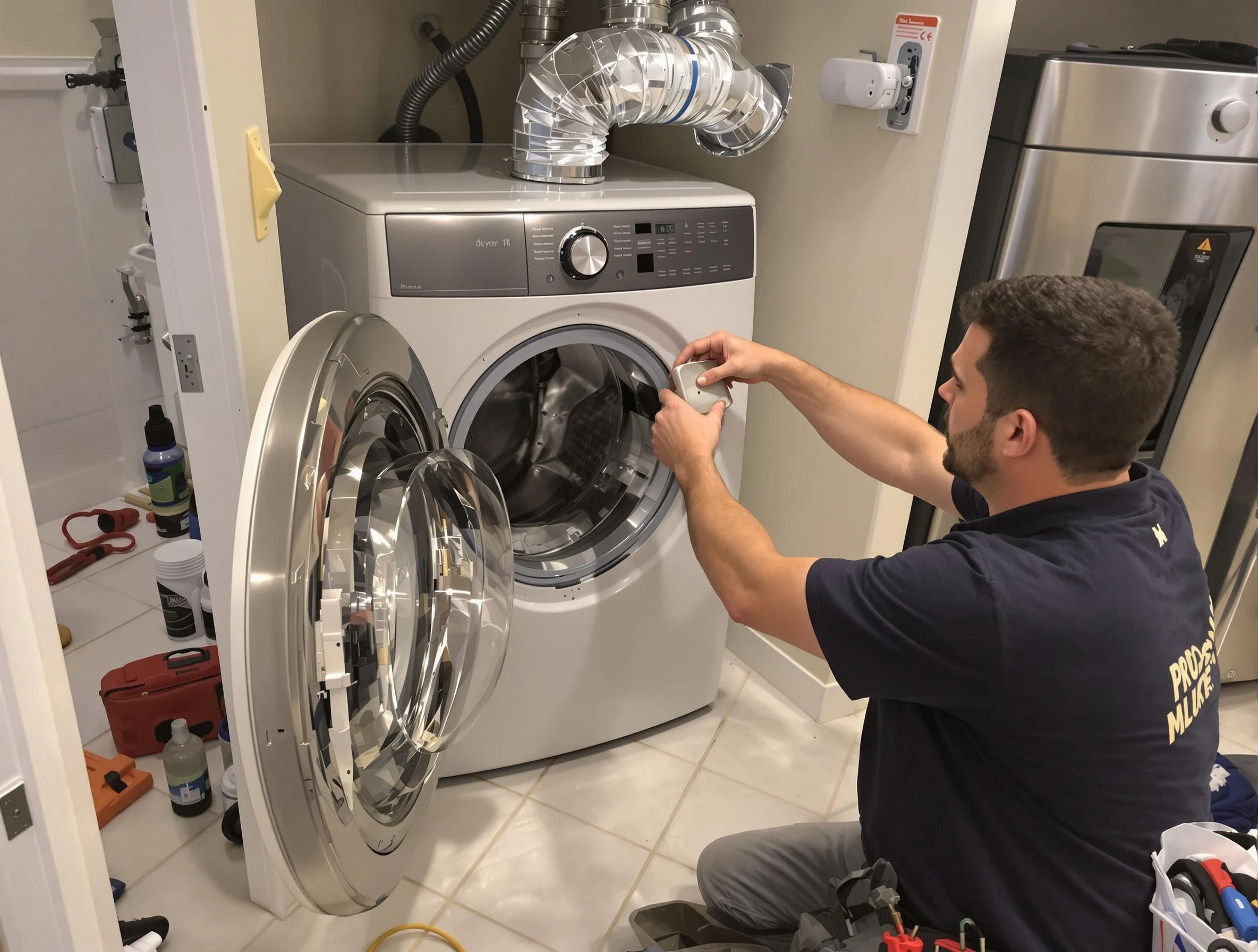 Mesa Dryer Vent Cleaning technician performing precise dryer vent hose installation in Mesa